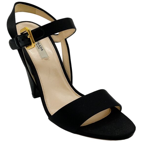 Prada Black Satin Sandals - Picture 1 of 6